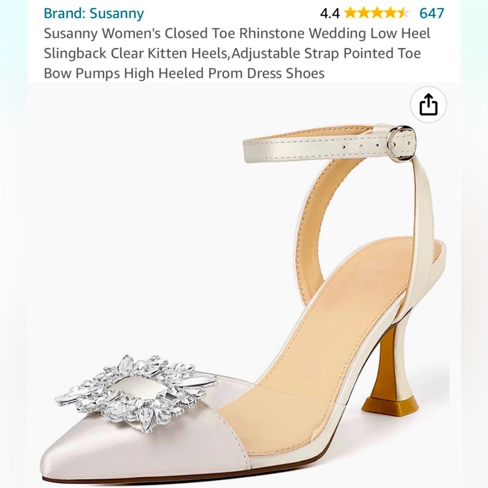 Susanny Womens Closed Toe Low Heel Rhinestone Wedding shoes🕊️